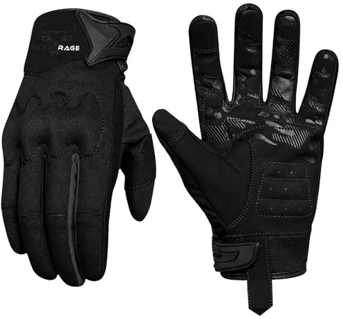 BEAST RAGE Guanti da moto per uomo e donna, guanti da moto compatibili con touch screen, presa antiscivolo, rinforzi alle articolazioni, leggeri e traspiranti per ciclismo (nero, L)