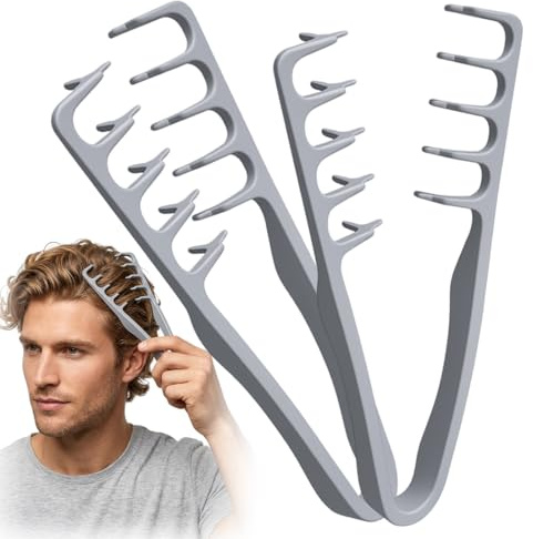 VRYNDH Pettine Denti Larghi per Texture - 2 Pezzi Pettine Capelli Volumizzante Ricci,per Radici,pettine volumizzante capelli, per la cura dei capelli per uso quotidiano e salone di bellezza(B)