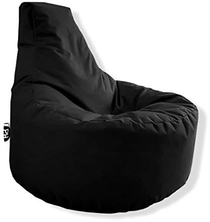Patchhome Sillón gamer en 2 tamaños diferentes y 25 XXL – 80 cm de diámetro, 30 cm de altura del asiento, 90 cm de altura, color negro