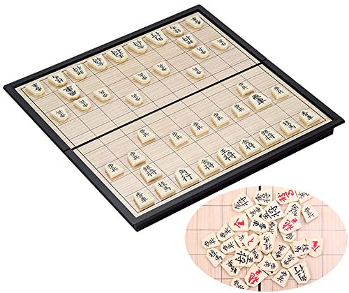 KOKOSUN Shogi, Japanisches Schach, Magnetisch Faltbares Brettspiele Bequeme Aufbewahrung, Reisespiel für Kinder und Erwachsene (Rechter Winkel)