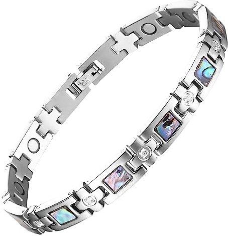 BioMag Magnetic Bracelet for Women Titanium Steel Magnetic Bracelet Adjustable Crystal Bracelet with Sizing Tool