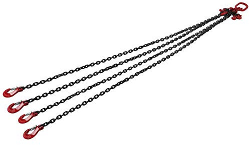 Kettengehänge Festigkeit Kette Kettengehänge Anschlagkette 2M 2/4 Strang Verkürzungshaken Krankette Anschlagkette Krangehänge, 4 Tons 6mm (4 Strang)