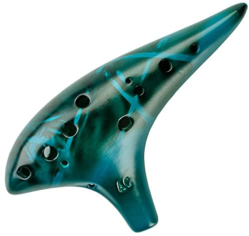 DHwebWLP Strawfire - Ocarina de 12 agujeros, ocarina de cerámica alto C con correa para libro de canciones para principiantes (azul)