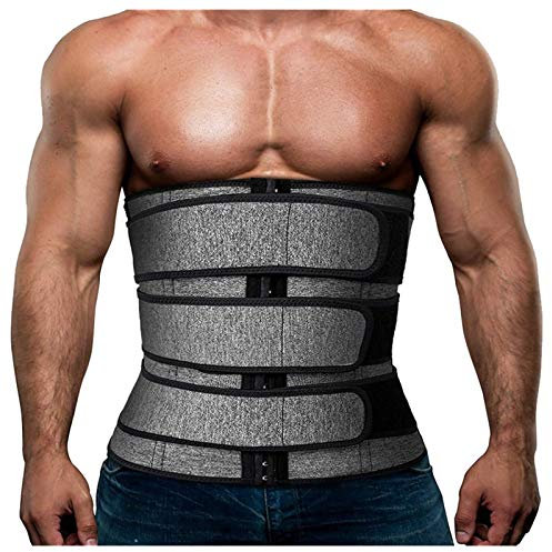 Herren Bauchweggürtel Fitnessgürtel Body Shaper Schwitzgürtel Taillenmieder Korsett Verstellbarer Neopren Sauna Gürtel Gewichthebergürtel Rückenbandage Bauchgürtel Bauchweg Taillen (Grau, XXL)