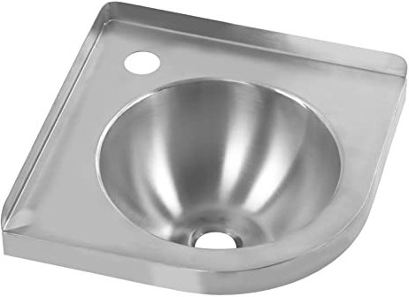 Fockety Fregadero esquinero de baño de acero inoxidable, montaje en pared, fregadero de lavabo triangular pequeño con agujero de montaje de grifo de 36 mm para barco, caravana, caravana, cocina, baño