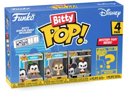 Funko Bitty POP! Disney - Goofy, Chip, Minnie Mouse (hands Folded) and A Surprise Mystery Mini Figure - 0.9 Inch (2.2 Cm) Collectable - Stackable Display Shelf Included - Gift Idea - Cake Topper