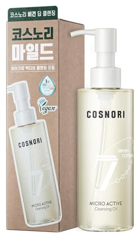 COSNORI Micro Active Cleansing Oil – Korean Vegan Facial Cleansing Oil, Fresh and Light Finish – Gentle Makeup Remover for Face, Hypoallergic, Fermented Oil Complexes, 6.7 fl.oz.
