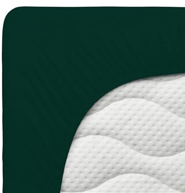 Cotton Castle Spannbettlaken Jersey Spannbetttuch 100% Baumwolle Bettlaken, Größe:180 x 200 cm, Farbe:Dunkelgrün