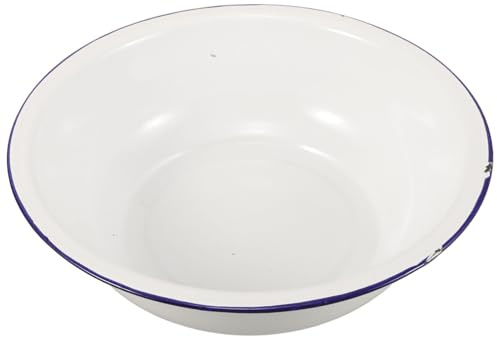 TOVINANNA Bassin De Trempage Émail Vintage Bassin Multifonction Pour Bain Lavage De Visage Ancien Modèle Avec Bord Pour Salle De Bain Et Lavage Du Linge