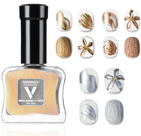 Metal Paintied Gel,Gold Silver Copper 3Colors Nail Polish,Mirror Metallic Gel Liner Nail Polish 3D Chrome | UV/LED Soak Off Nail Art for DIY & Salon /12ml*3PCS