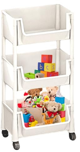Chariot à livres à roulettes - Étagère de rangement à plusieurs étages - Organiseur de livre robuste - En métal - Avec roulettes - Grande capacité - Chariot de rangement pour bibliothèque, salle de