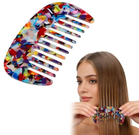 Ruispeed Kamm con Denti Larghi per Donne – Antistatico, Formato Tascabile per Capelli folti e Ricci, Mini Pettine da Viaggio per Capelli bagnati e asciutti – Vari Colori