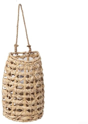 Panier à suspendre en jacinthe d'eau tissée, fait à la main pour fleurs séchées, vase de rangement en paille naturelle avec style rustique bohème pour