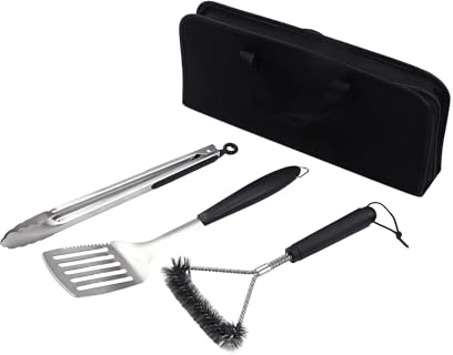 Amig - Kit 3 Accessoires pour Barbecue - Acier Inoxydable - Ensemble Complet d'Ustensiles - Accessoires Pratiques et Présentation Soignée pour Cadeau - Mod. AM02
