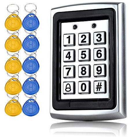 YAVIS Metall Codeschloss Türöffner Zugangskontrolle Tastatur 125 kHz EM Kartenleser Weigang 26 + 10 Schlüsselanhänger RFID Nähe Türeinstieg Access Control System