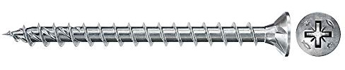 Fischer PowerFast II Viti Legno Truciolari Pozi CZF 3,5x16 Filetto totale, Testa svasata piana, Rivestimento in Cera, 300 Pz