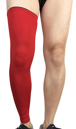 AUXDIQ Gambali Compressione Ciclismo Manicotti Gambe Ginocchiera Basket Ginocchio Compressione per Uomo Donna Rosso M