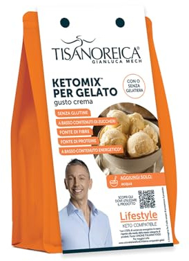 Gianluca Mech | KETOMIX® per Gelato, 400 g, Preparato per Gelato al Gusto Crema, Gelato Proteico, Senza Glutine, Keto