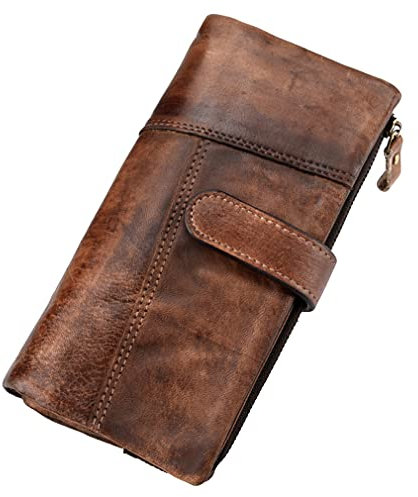 Hebetag Leder-Clutch-Geldbörse für Herren, Organizer-Halter, Handgelenktasche, 20 Kaffeebraun, 22 (B) x 6,5 cm (T) x 13 cm (H), Retro