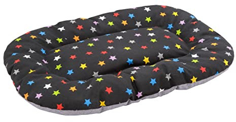 Baroni Home Hundekissen für mittelgroße Hunde oder Katzen, Hundebett gepolstert Hundematte, 47x70x8 cm - Doubleface, farbige Sterne, M