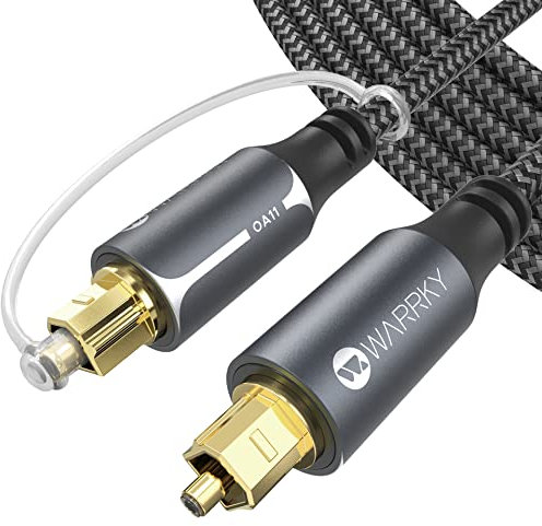 WARRKY Optical Cable, Optical Cable for Soundbar to TV, 4.5m / 15ft [24K Gold-Plated Plug, Metal Case, Braided] Digital Optical Audio Cable Toslink Compatible with LG, Samsung, Sony, Panasonic etc.
