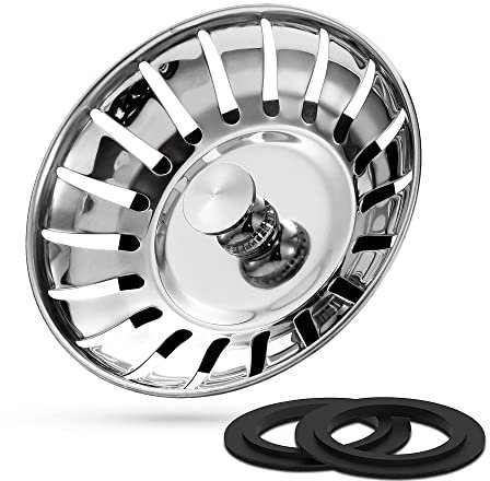 Kitchen Sink Strainer Drainer Plug - 84mm Thick Stainless Steel Replacement Sink Plugs Stopper for Drain and Filter in Kitchen and Bathroom Sinks Hole, Diameter 84mm