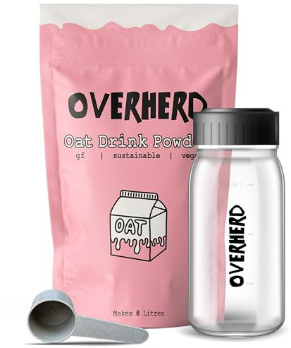 Overherd Powdered Oat Milk Starter Set | 8 Litres of Sustainable Oatmilk + Glass Bottle + Scoop…