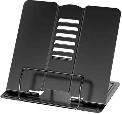 Newpop Nero Leggio per Libri, Porta Libro da Scrivania, Bookstands, Poggia Tavolo, Espositore Libri Musicale, Reggi per Studiare, Reggilibro Bambini Regolabile, per Leggere, Book Holders, Metallico.