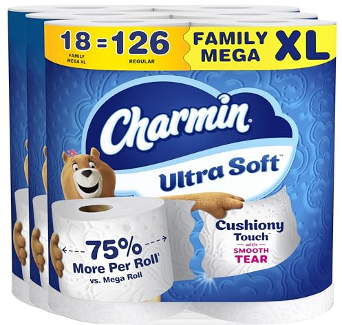 Charmin Ultra Soft Toilet Paper 18 Family Mega XL Rolls, 385 Sheets Per Roll