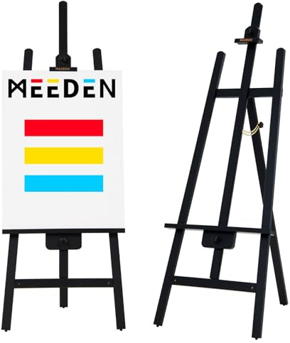 MEEDEN Cavalletto Grande Legno Nero : Cavalletto Regolabile da 145 a 193 cm - Supporto in Tela per Bambini Artisti Adulti Principianti - Tiene Tela fino a 109 cm