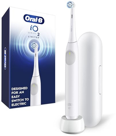Oral-B Rechargeable Electric Toothbrush, iO Limited Simple Clean, 3 Cleaning Modes, Automatic Pressure Sensor to Protect Gums, Travel Case, White