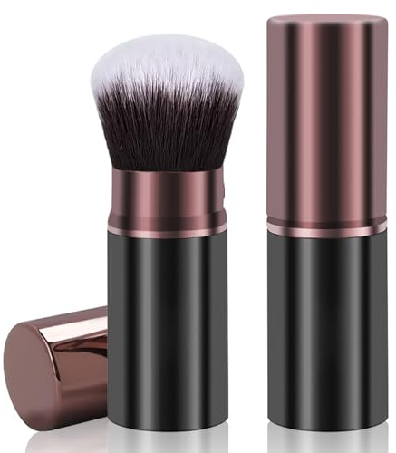 Retractable Airbrush Kabuki Brush, Travel Powder Foundation Professional Makeup Brush for Blending Liquid, Blush, Bronzer, Cream, Sunscreen,Flawless Cosmetics