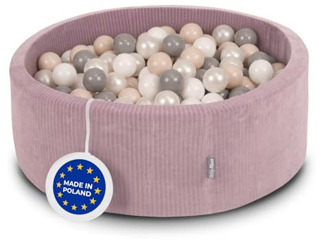 KiddyMoon Piscina Sensorial Redonda 90X30cm/200 Bolas Estimulante para Niños