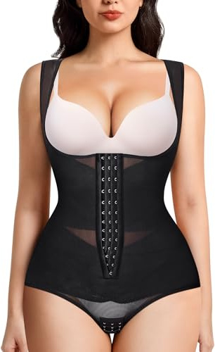 Nebility Shapewear Bodysuit for Women Tummy Control Fajas Colombianas Waist Trainer Body Shaper Slimming Open Bust Corset Bodysuits