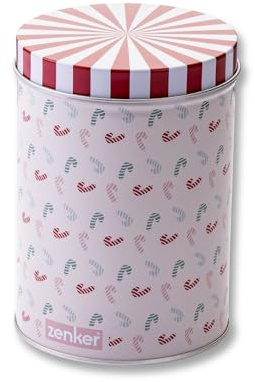 Zenker Gebäck- und Aufbewahrungsdose – Ø11x15cm, Dekoratives Weihnachtsdesign, Ideal für Süßigkeiten und Kekse, Für Lebkuchen geeignet, Designed in Germany – The Christmas Candy Shop
