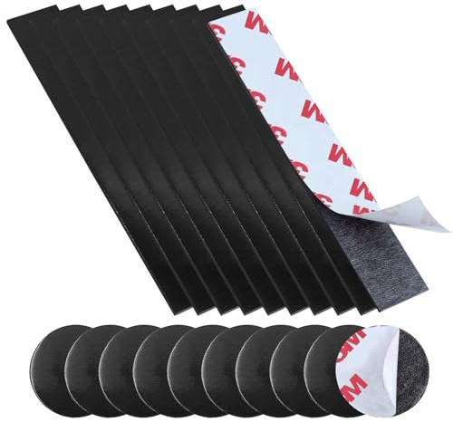 Magnetic Strips with Adhesive Backing Magnet, 10 Pack Flat Strong Magnet Tape with 10 Metal Plates Strong Sticky Magnetic Tape Adhesive Magnets for Whiteboard Organization DIY (4.7'' x 0.8'' x 0.05'')