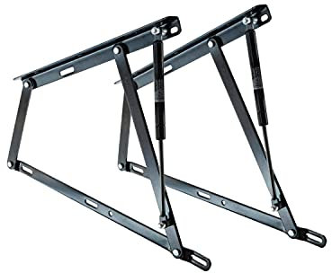 Set de 2 Charnières pour Lit Coffre avec Ressorts de 1250N - Idéal pour Lit Coffre de 150 cm - Système de Rondelles en Nylon Anti-bruit - Cuens