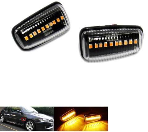 RZG Lot de 2 clignotants latéraux transparents à LED pour Berlingo Dispatch Saxo Xantia XM ZX Scudo 106 II 306 406 806 Expert