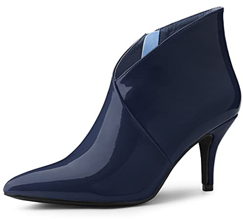 Allegra K Women's V Shape Pointed Toe Stiletto Heel Ankle Boots