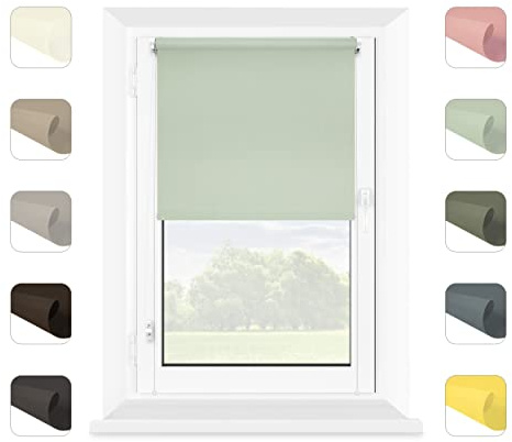 MARDOM Rollos für Fenster Ohne Bohren – Schnelle Montage mit Klicksystem – Verdunklungsrollo halbtransparent – Fenster Rollos – Abdunkelungsrollo – Mint – 60x150 cm (Stoffbreite: 56)