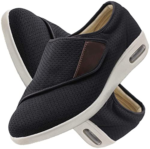 Aocase Cuscino d'Aria per Scarpe da Diabete Mens Largamente Diabetico Ortapedico Scarpe da Riabilitazione Extra Larghe e Leggere Traspiranti per la Salute, Comoda,Nero,42 EU