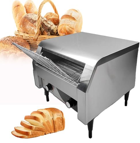 WDDEYYDS Tostadora transportadora Tostadora transportadora de Catering Comercial 2240 W Máquina de Pan eléctrica Superficie Plana Pan Bagel Desayuno Equipo para Hacer Alimentos para Hotel,Silver-450