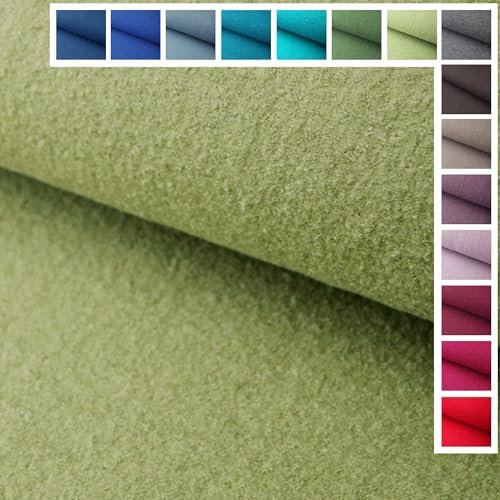 Premium Walkloden Walkstoff Kochwolle - 100% Wolle, Stoffe, Trachtenstoff, Meterware ab 25 cm Länge - Farbe Kiwi Grün - Hellgrün