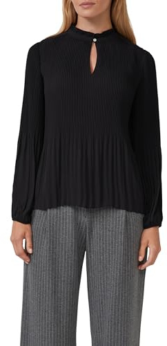 s.Oliver Blusa Pieghettata in Crepe con Colletto Alto, 9999_Nero, 54