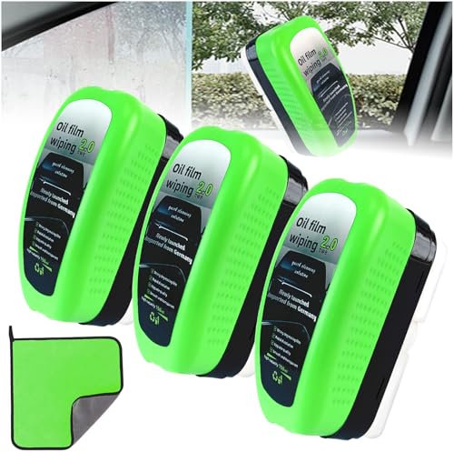Audasi 3Pcs Ölabweisende Folie 2.0 Für Autoscheiben Scheibenversiegelung Auto Autoglas Ölfilm Fleckenentferner mit Waschlappen Autoscheiben Reiniger 150ml Einfaches Wiederherstellen Der Glasklarheit