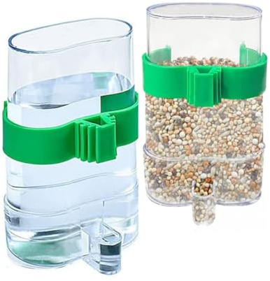 2 pezzi Alimentatore automatico per uccelli,220ml Mangiatoie e abbeveratoi per gabbie per uccelli,per pappagallini, canarini, pappagallini, fringuelli, parrocchetti, semi, contenitori per alimenti