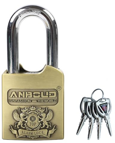 Alarm Padlock - Anti-Theft Heavy Duty Security Alarm Lock - 120db Alarm Sound & 4 Keys-Weatherproof Padlock for Storage Shed, Garage, Locker, Sliding Doors, Cabinets and More - Bronze (10 mm)
