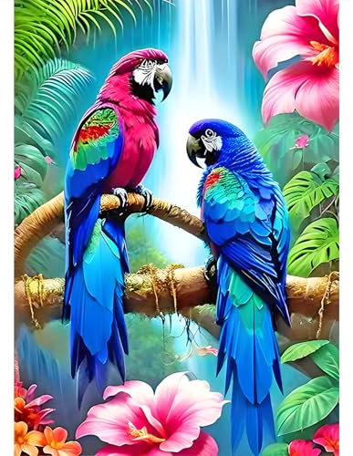 DPIDEA Vögel Diamant Painting Bilder für Erwachsene, Diamond Painting Vögel DIY 5D Diamant Malerei Kit Runde Steine Diamant Painting für Zuhause Dekor 30x40 cm