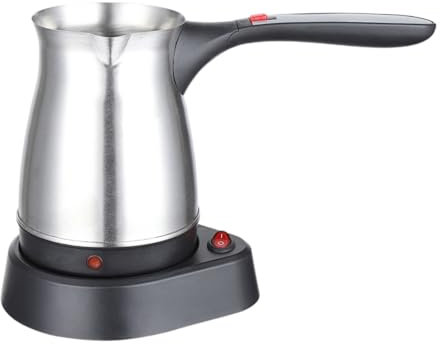 Cafetera eléctrica turca, hervidor de acero inoxidable de 600 W, 16.9 onzas líquidas con base desmontable, mango resistente al calor para una rápida preparación de café griego