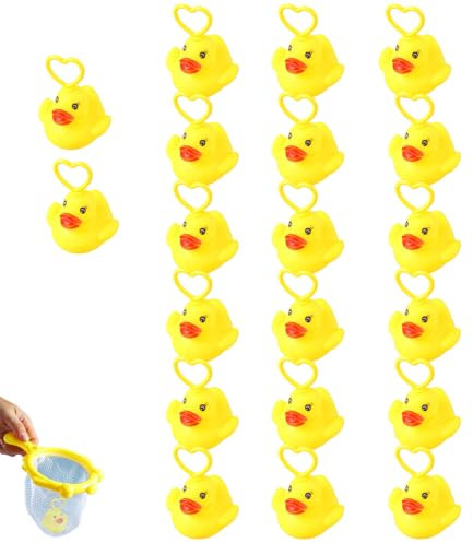 20 Pieces Induction Duck Fishing Toy With Hook , Hook A Duck Game For Outdoors, Bath Ducks, Resin Animals Funny Paddling Pool Squeezing Toy For Boys Girls Children Sensory Development Outdoor Party